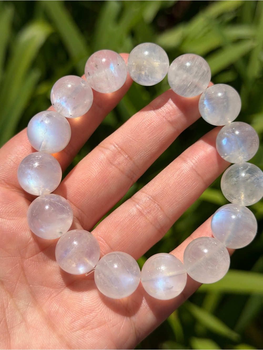 14.5mm strechable chunky moonstone bracelet 1589